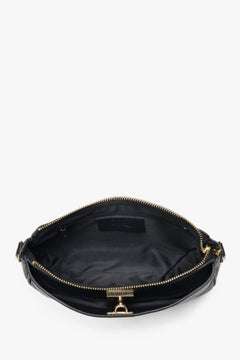 Estro – classic small black women's crossbody bag made of italian leather.