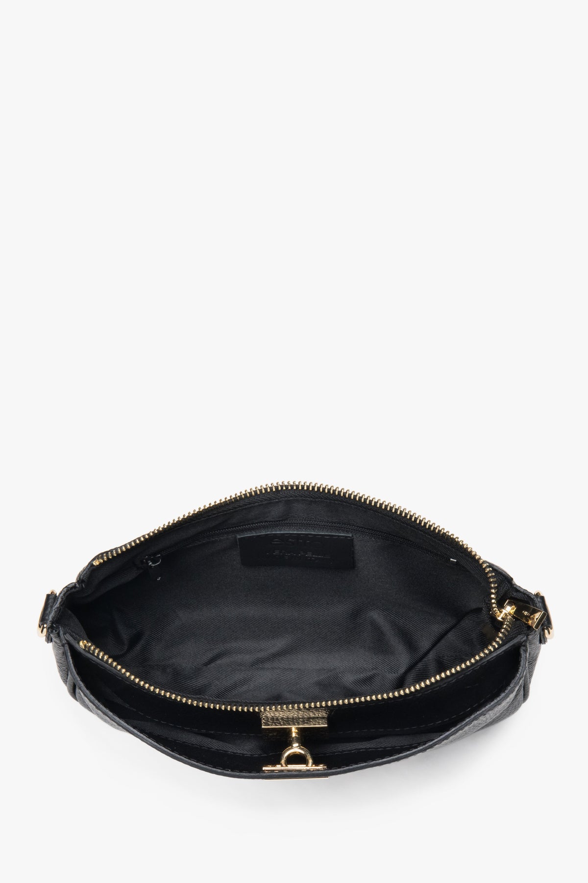 Estro – classic small black women's crossbody bag made of italian leather.