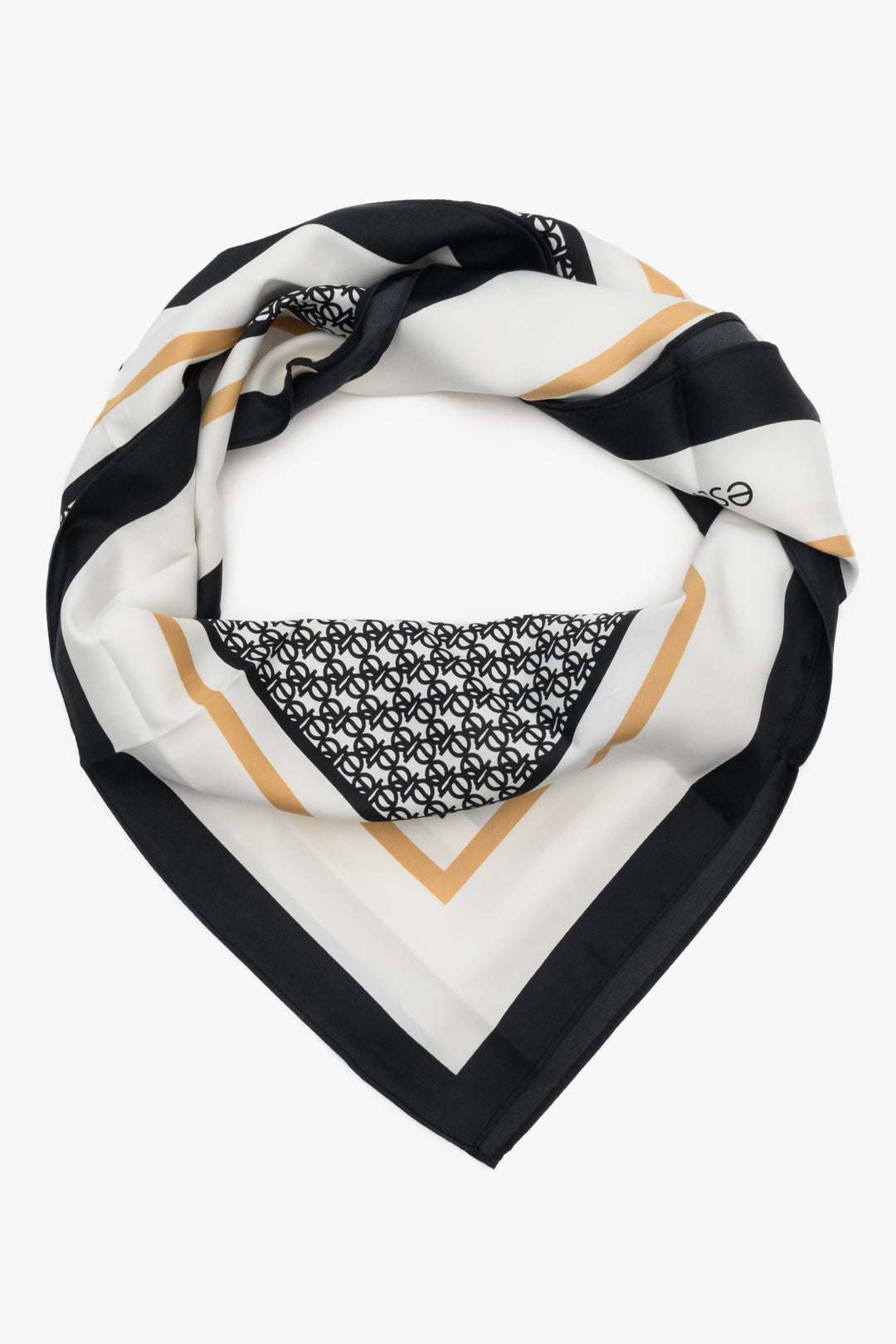 Women's white & black neckerchief with geometric pattern by Estro 