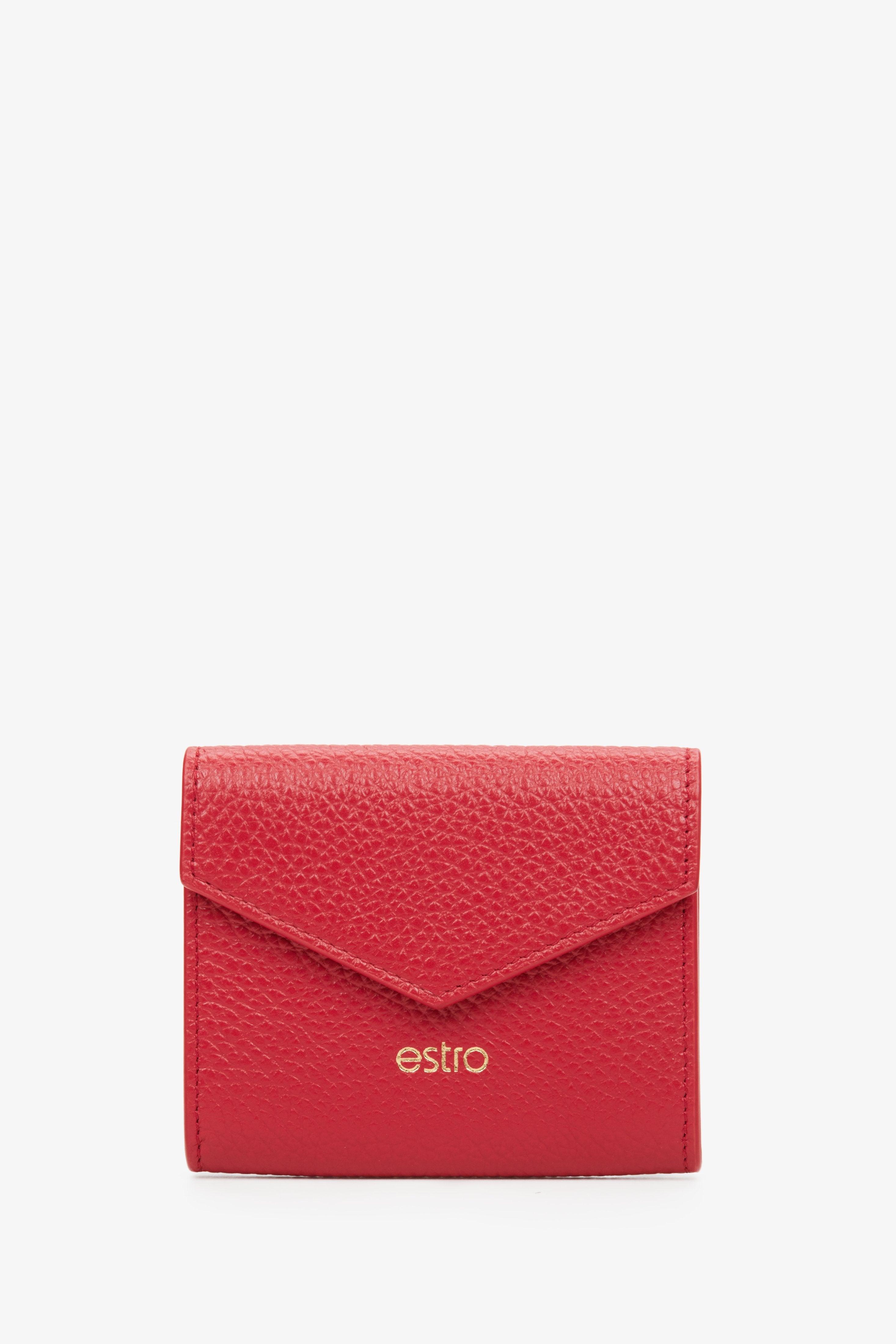 Women's Small Red Wallet made of Genuine Italian Leather Estro ER00115026.