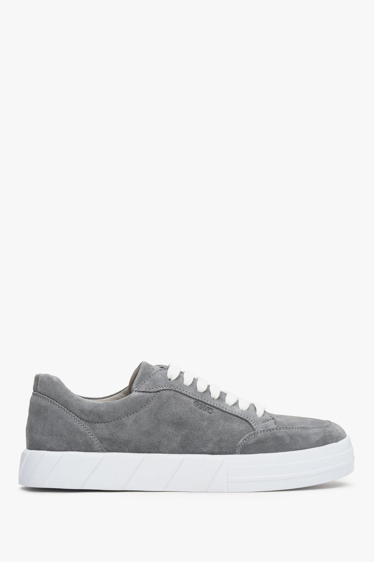 Men's grey velour sneakers for fall by Estro ER00112842.