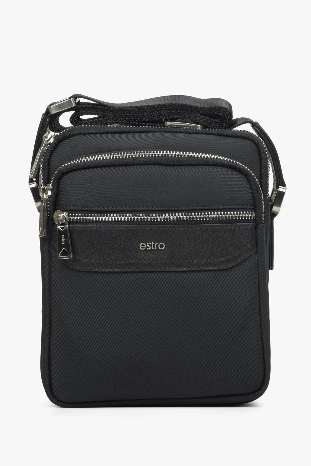 Men's Black Messenger Bag made of Leather Estro ER00114402.