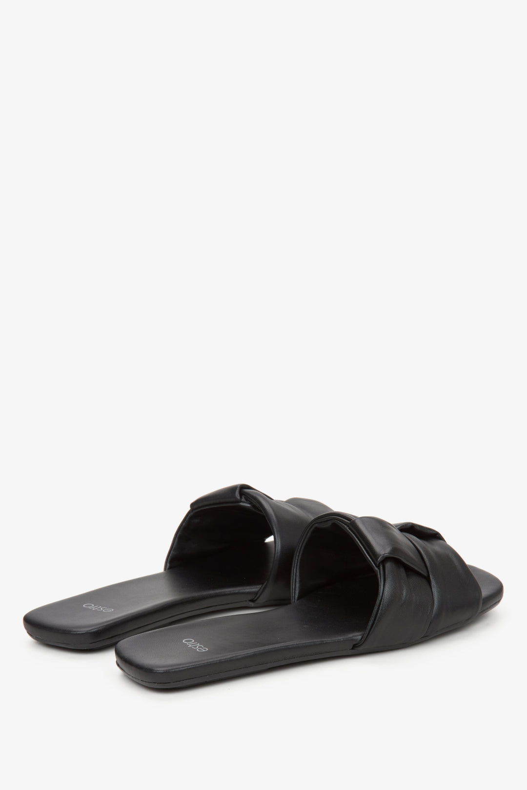 Estro's Black Patch Leather Slide Sandals for Women