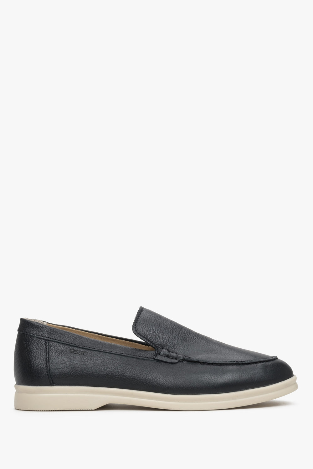 Women's black leather loafers Estro ER00113446.