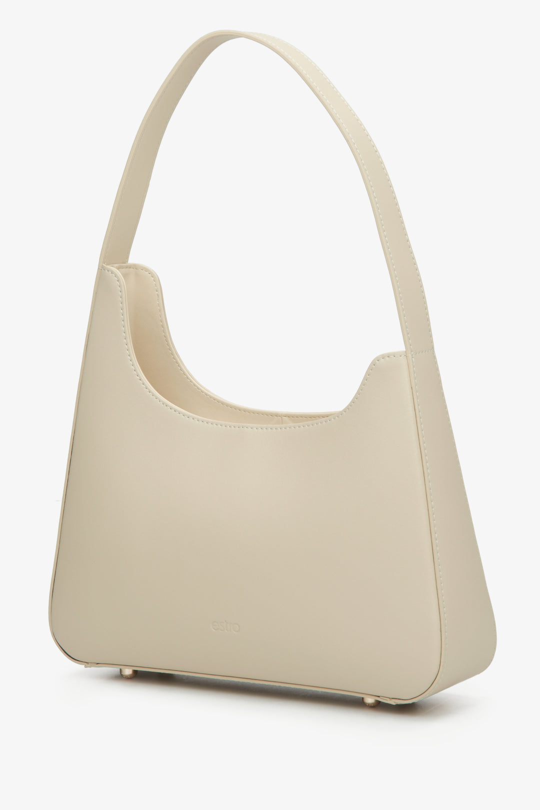 Women's light beige leather handbag Estro.