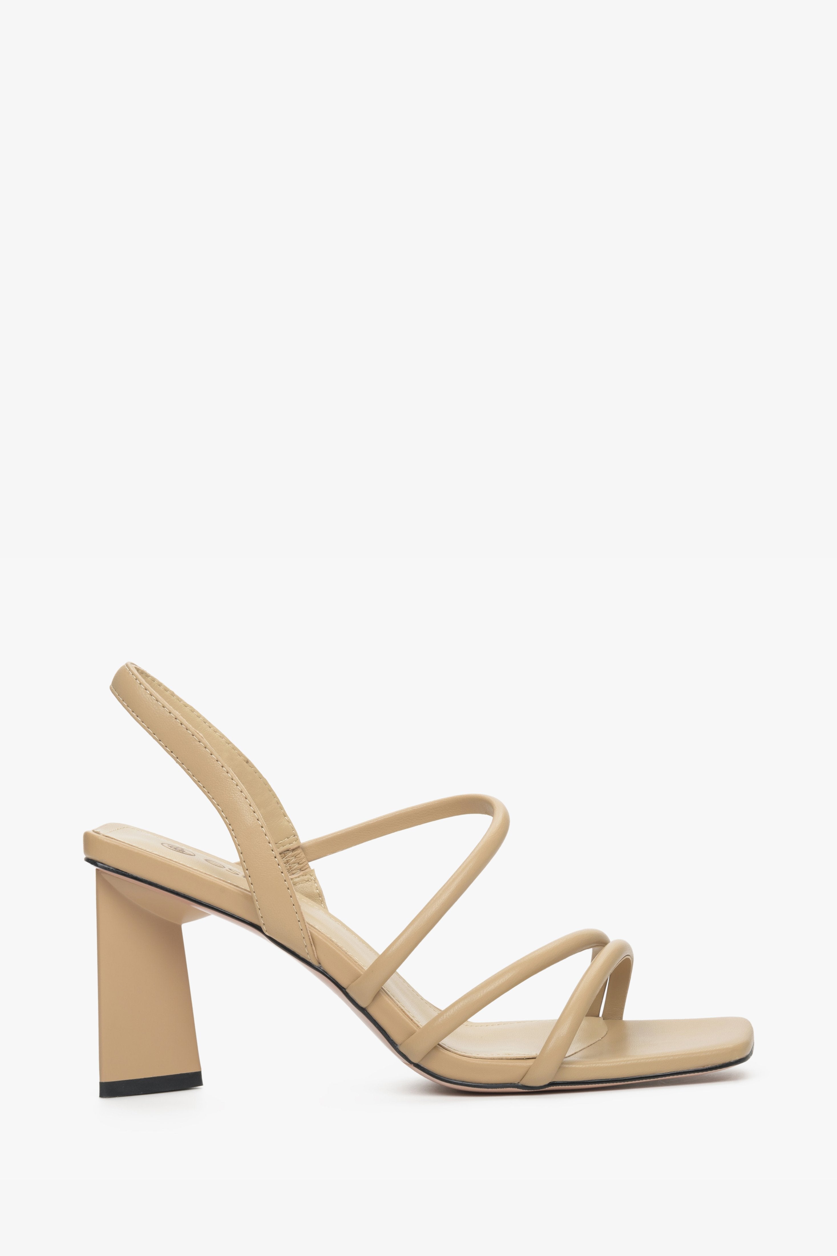 Sand Beige Block Heel Women's Strappy Sandals Estro ER00111636