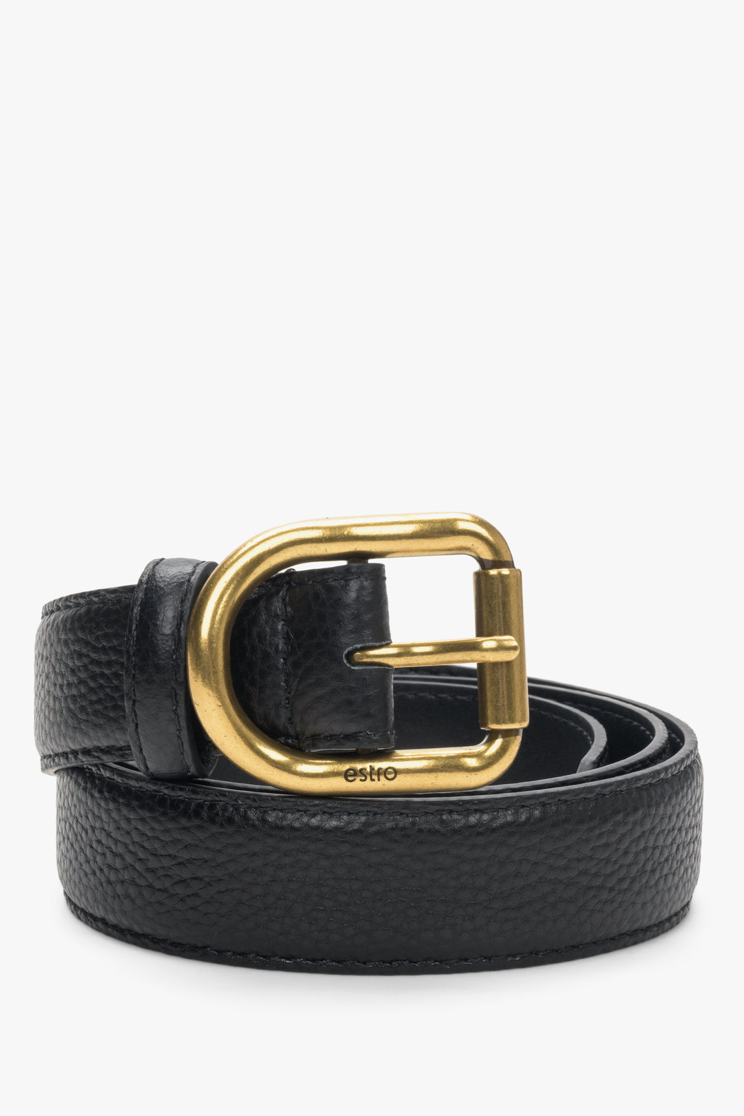 Black women's belt with gold buckle Estro.
