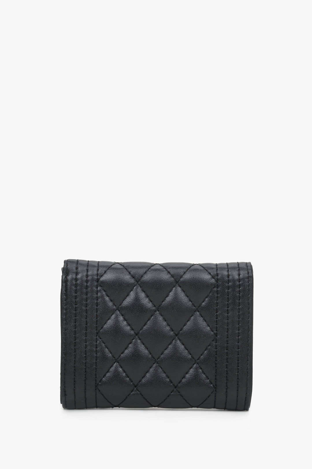 Women's small black wallet with embossing - back.