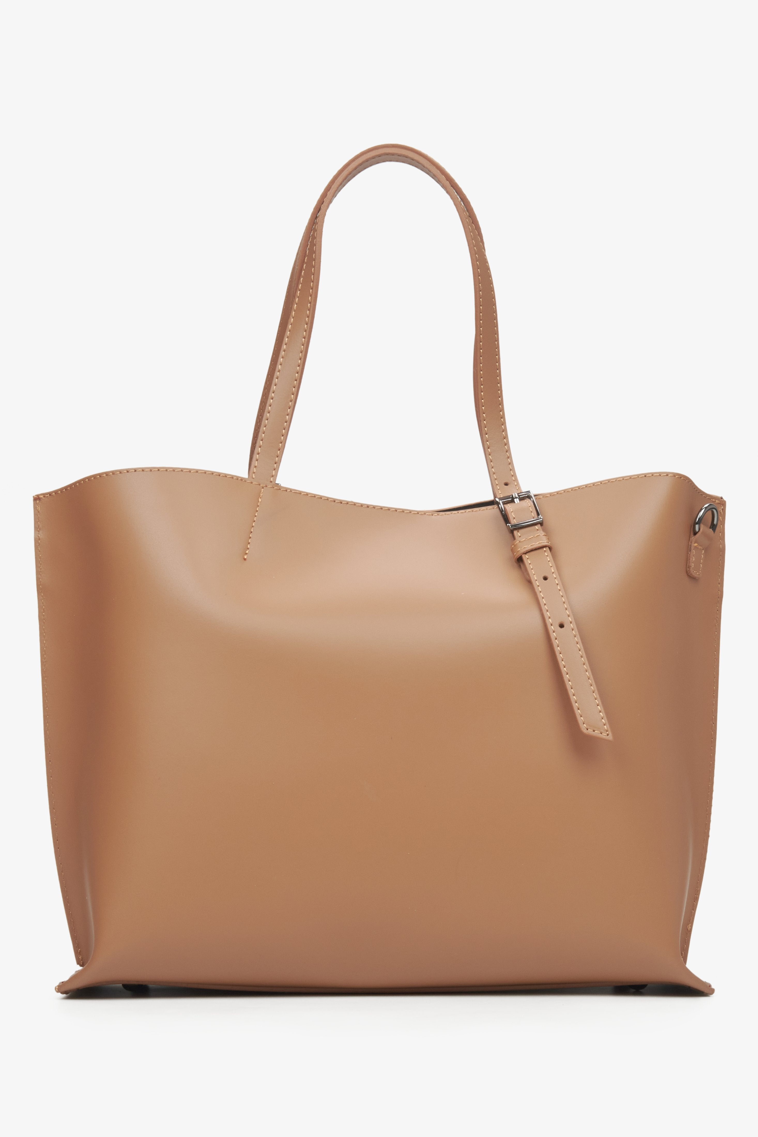 Brown leather shopper bag Estro.