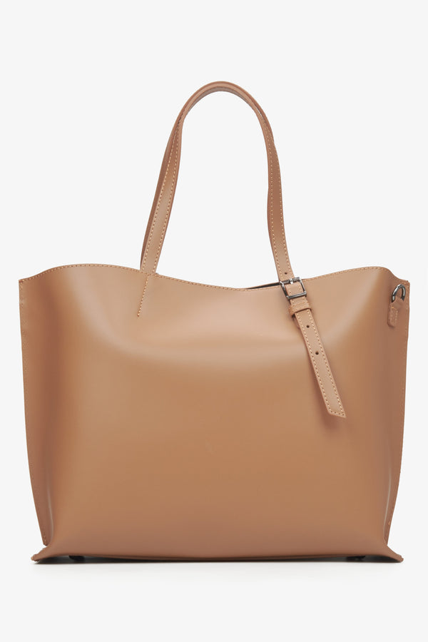 Brown leather shopper bag Estro.