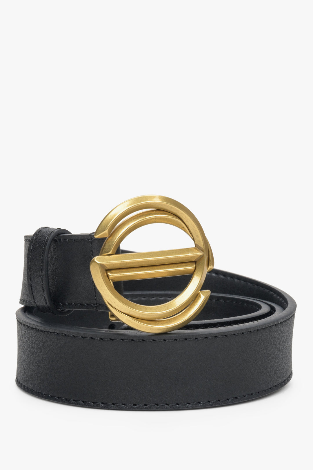 Black women's belt with gold buckle Estro.