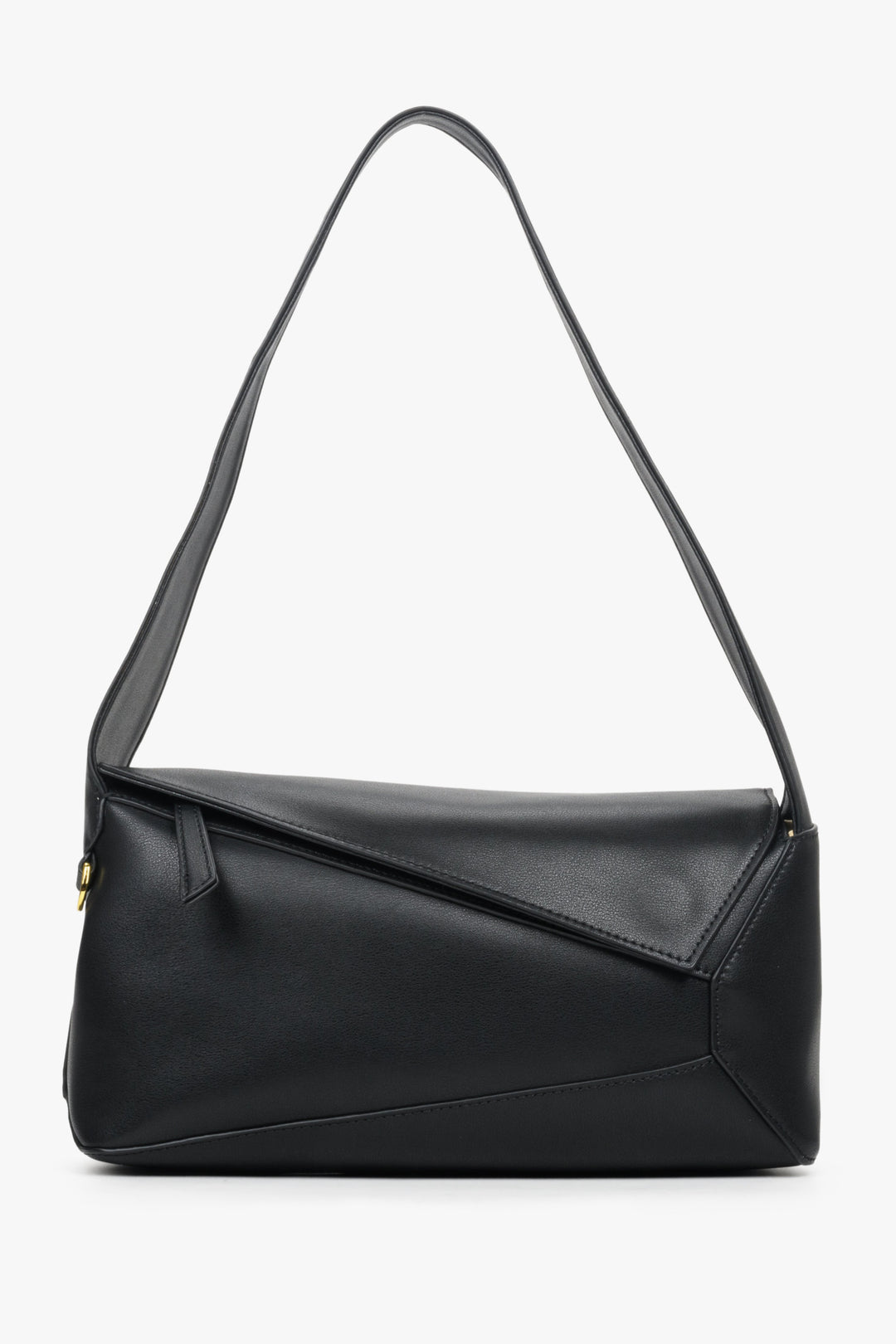 Women's small black handbag made of genuine leather by Estro.
