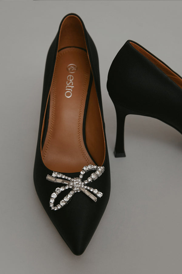 Women's Black High Heels with a Bow Estro ER00112388.