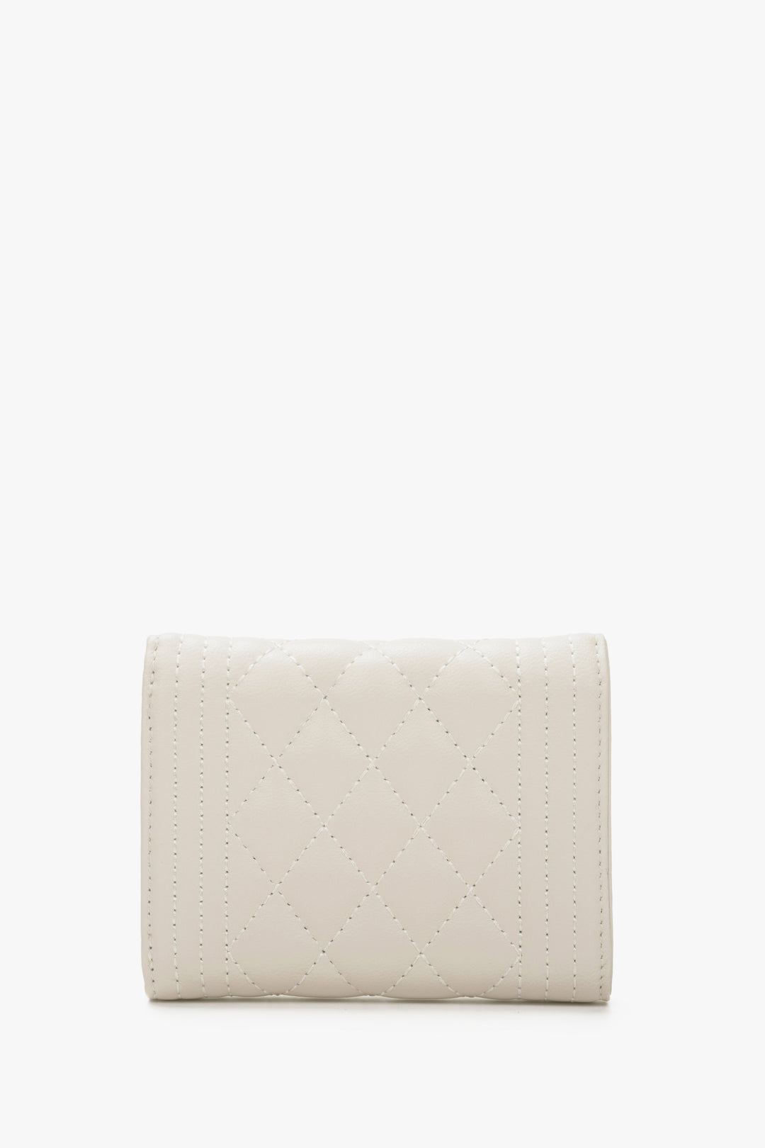 Women's small light beige wallet with embossing - back.