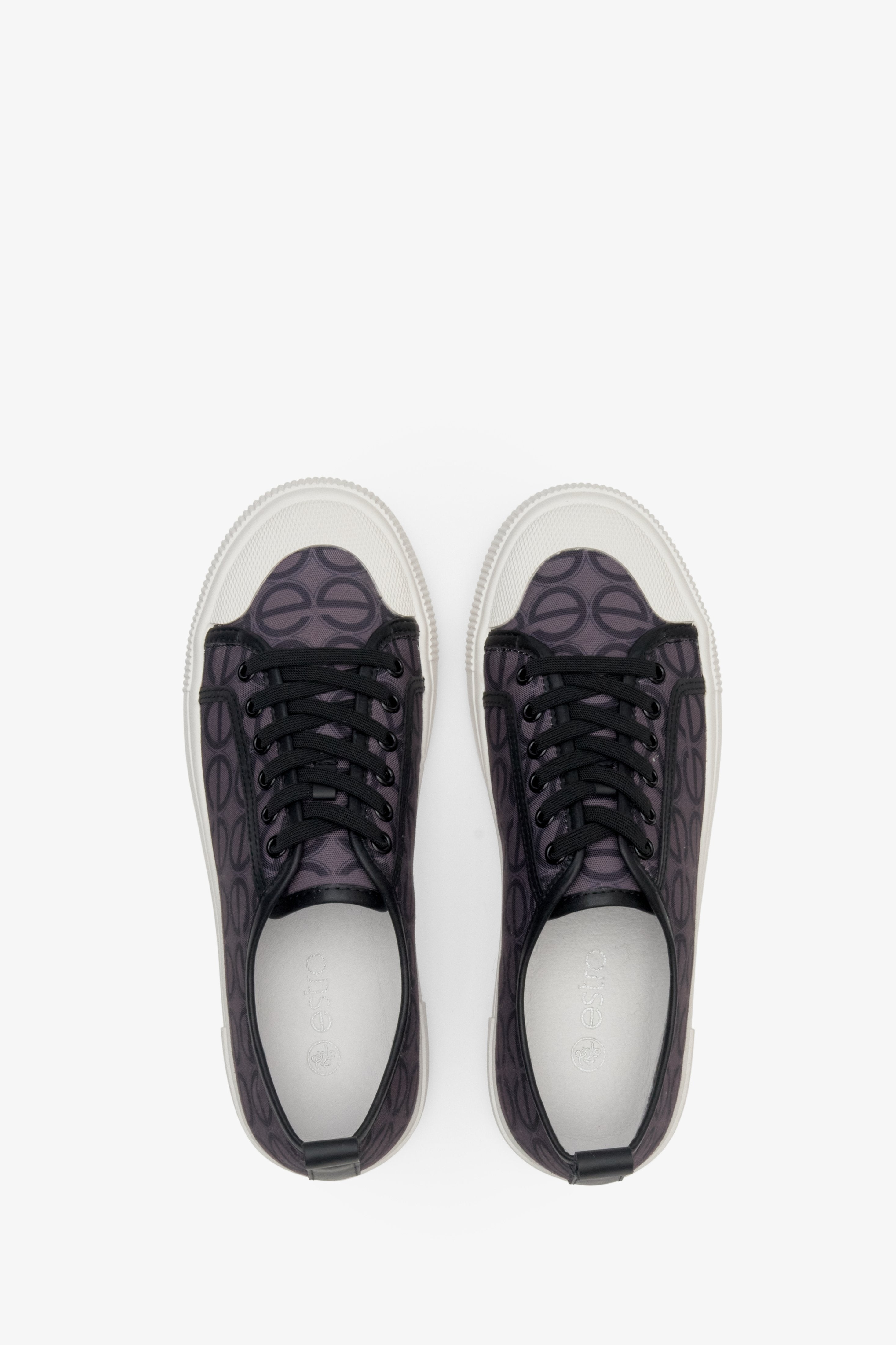 Women's Black & Purple Low-Top Sneakers Estro ER00112704