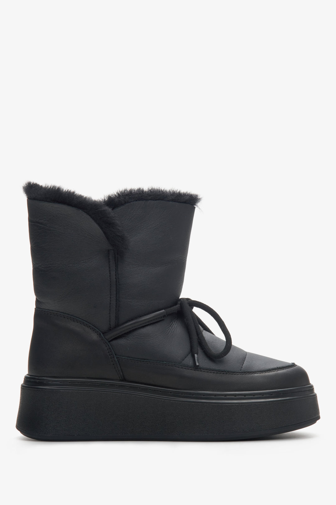 Women's Black Leather Fur Lined Show Boots Estro ER00114224