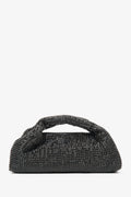 Women's Black Evening Bag with Crystals and Textured Handle Estro ER00116811.