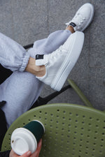 Women's White Platform Sneakers made of Genuine Leather Estro ER00114566.