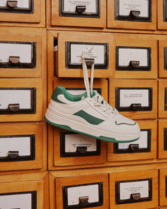 Women's White and Green Leather Sneakers ES8 ER00113314.