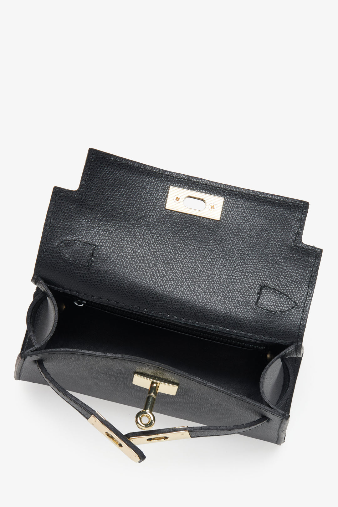 Women's brown structured bag Estro in black - interior of the model.