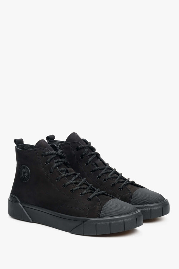 Men's Black High-top Winter Sneakers Estro ER00112051 - presentation of a shoe toe and sideline.