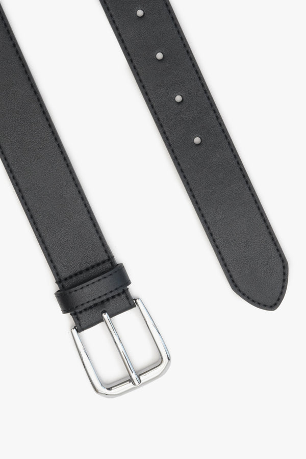 Black women's belt with silver buckle Estro.