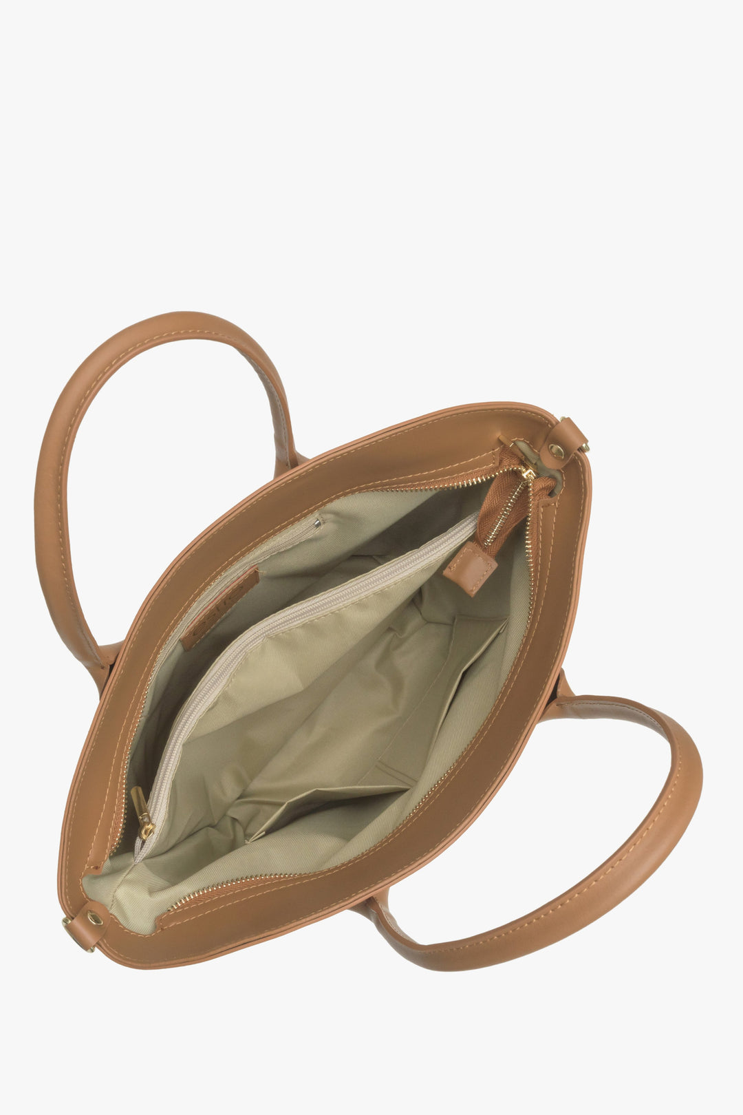 Estro women's brown shopper bag - interior presentation.