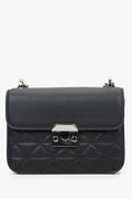 Women's Black Chain Strap Shoulder Bag with Silver Accents Estro ER00114428.
