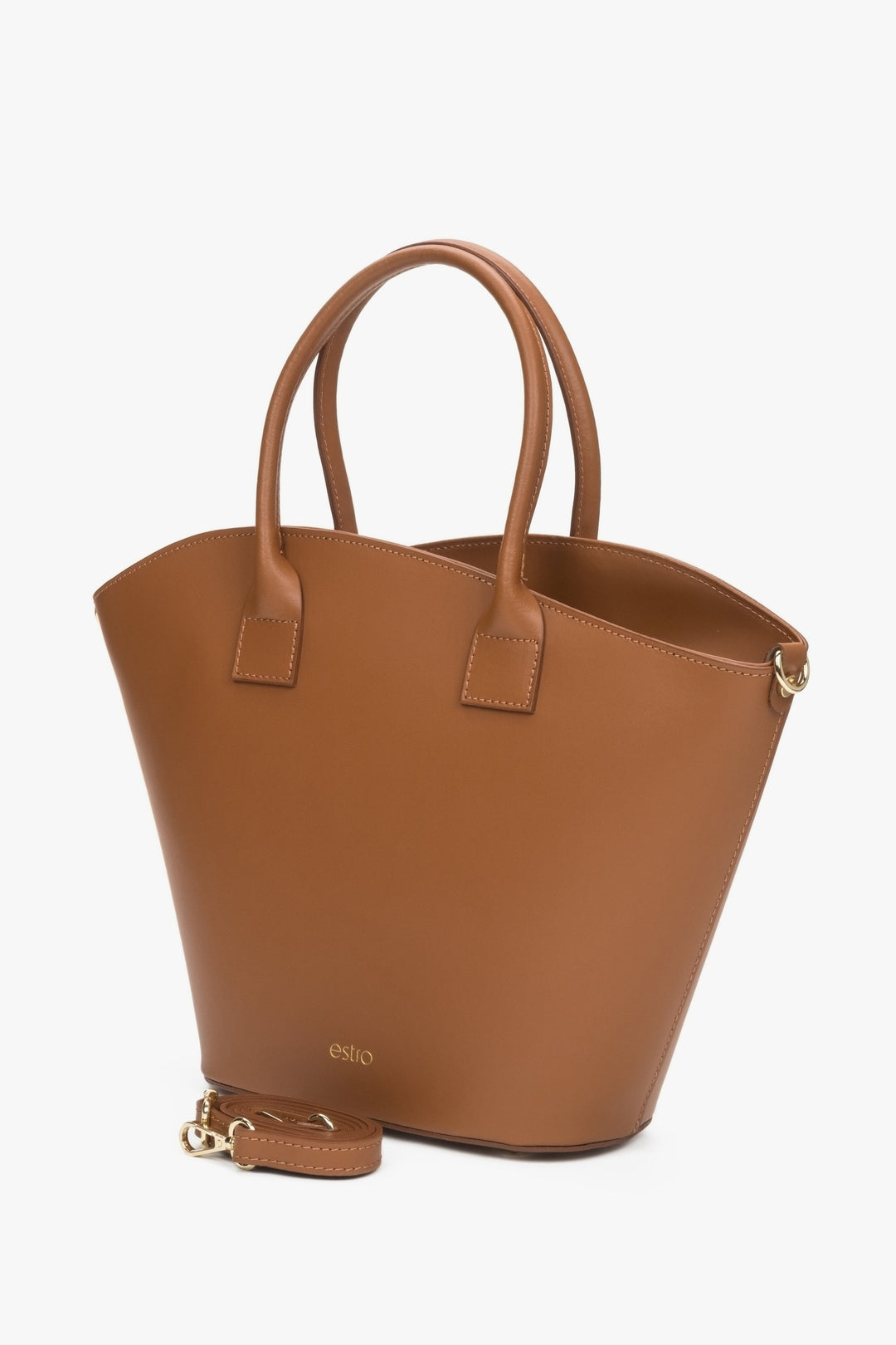 Brown women's shopper bag by Estro, crafted from high-quality premium Italian natural leather.