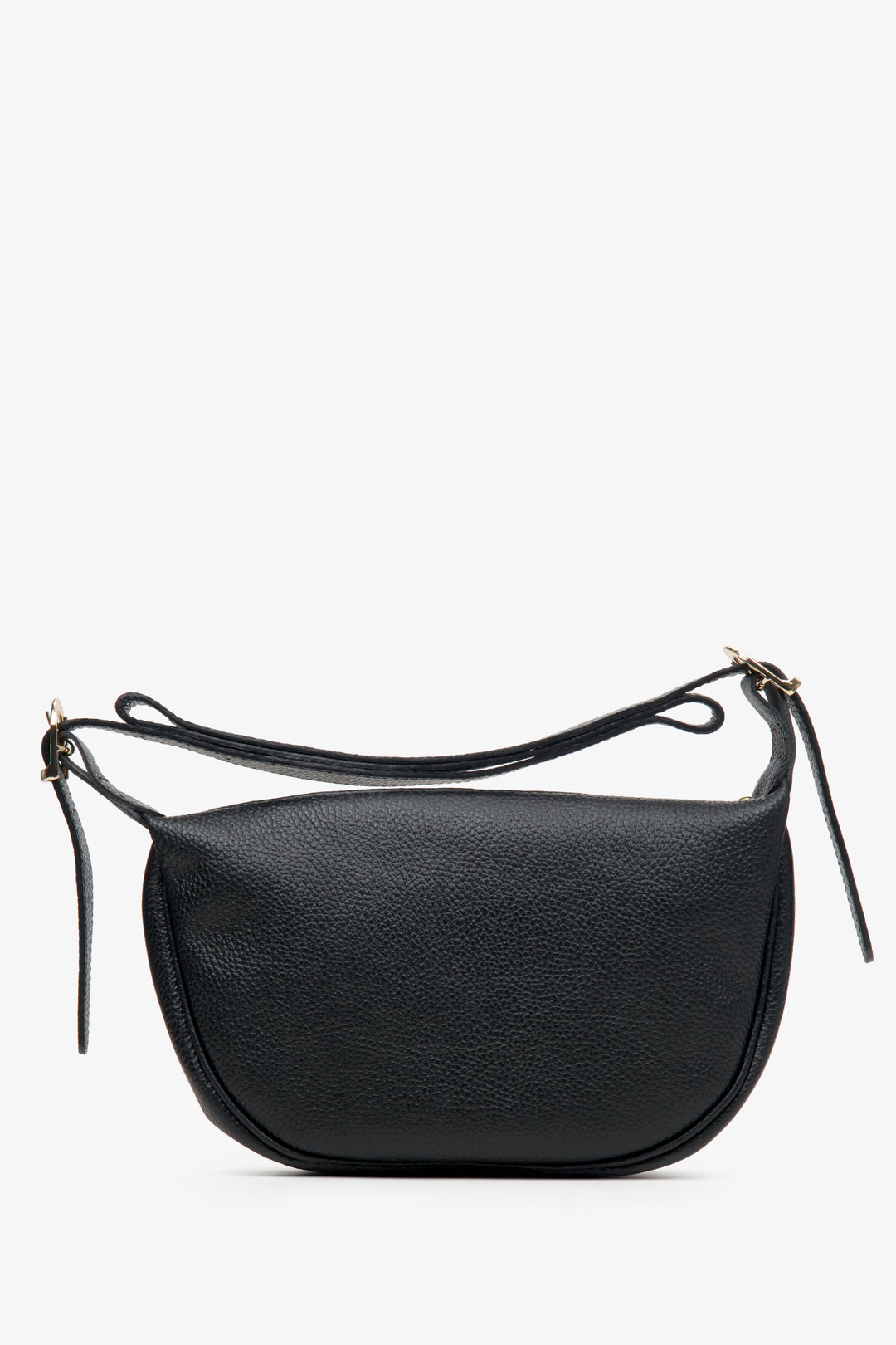 Women's small black leather handbag - profile.