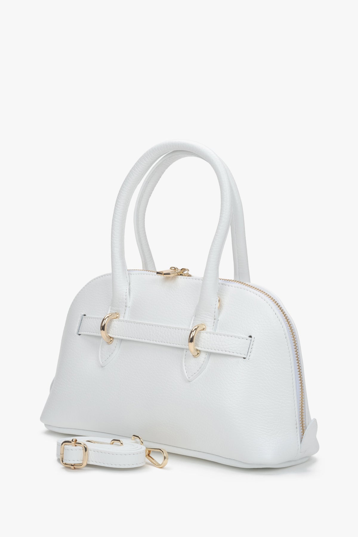 Estro Premium women's shoulder bag made of white genuine leather.