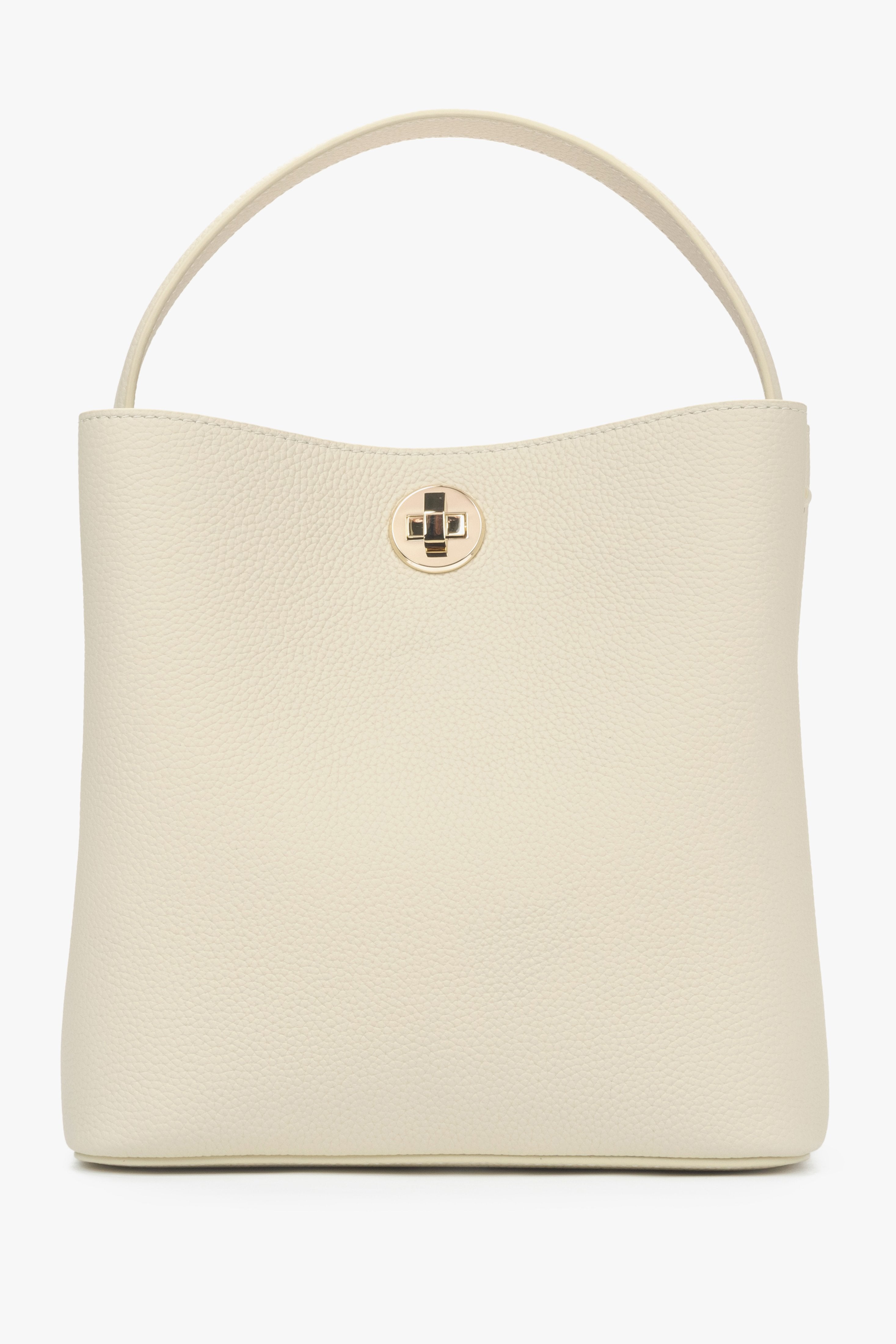 Women's Light Beige Handbag made of Genuine Leather Estro ER00115796.