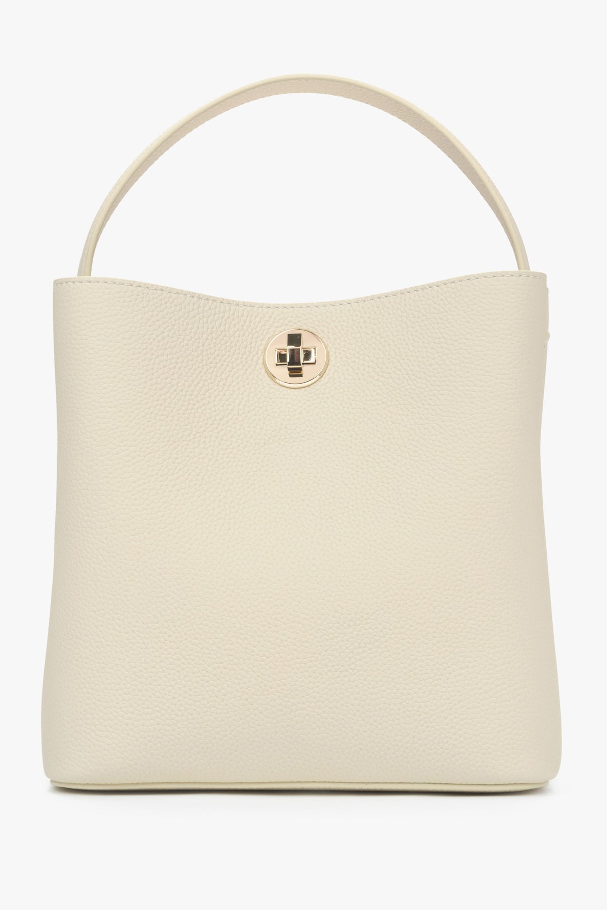 Women's Light Beige Handbag made of Genuine Leather Estro ER00115796.