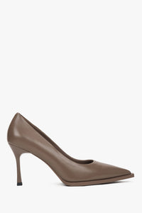 Women's Brown Genuine Leather Pointed Toe Pumps Estro ER00115742.