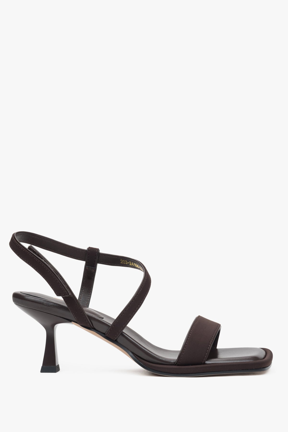 Women's Dark Brown Heeled Sandals made of Textiles and Genuine Leather Estro ER00117150.