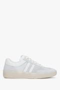 Women's White & Beige Low-Top Sneakers in Italian Leather and Breathable Mesh Estro ER00117581.