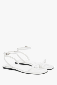 White women’s sandals with thin straps – 100% genuine leather – Estro.