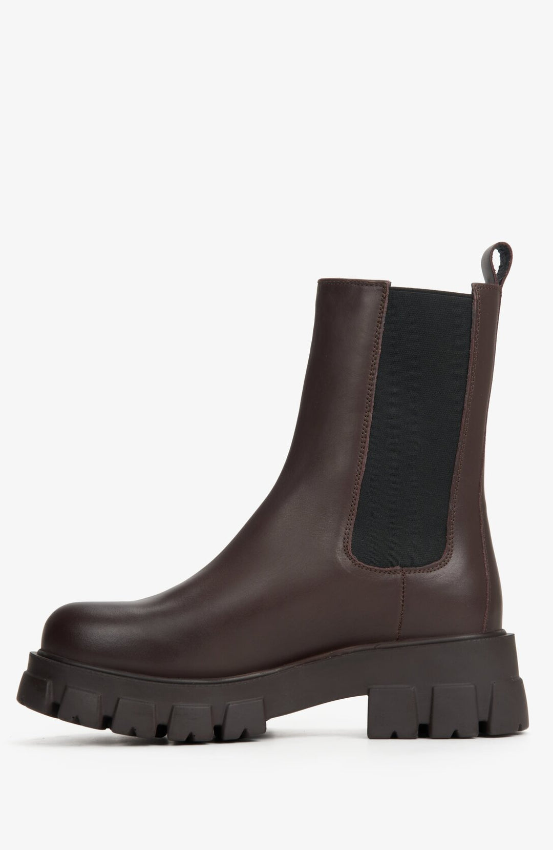 Women's Dark Brown High Chelsea Boots made of Genuine Leather