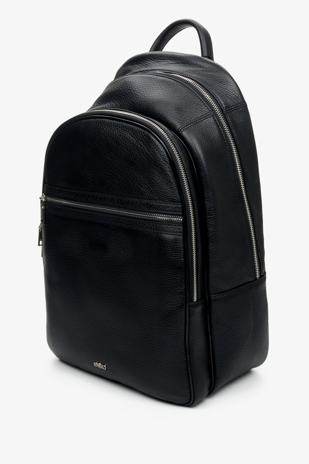Men's black backpack made of genuine leather by Estro.