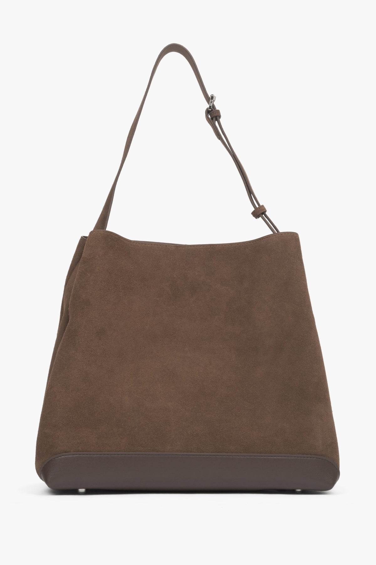 Dark brown Estro bag made of genuine velour.