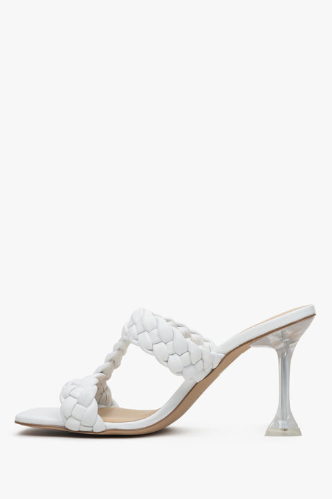 Estro white leather heeled mules - shoe profile.