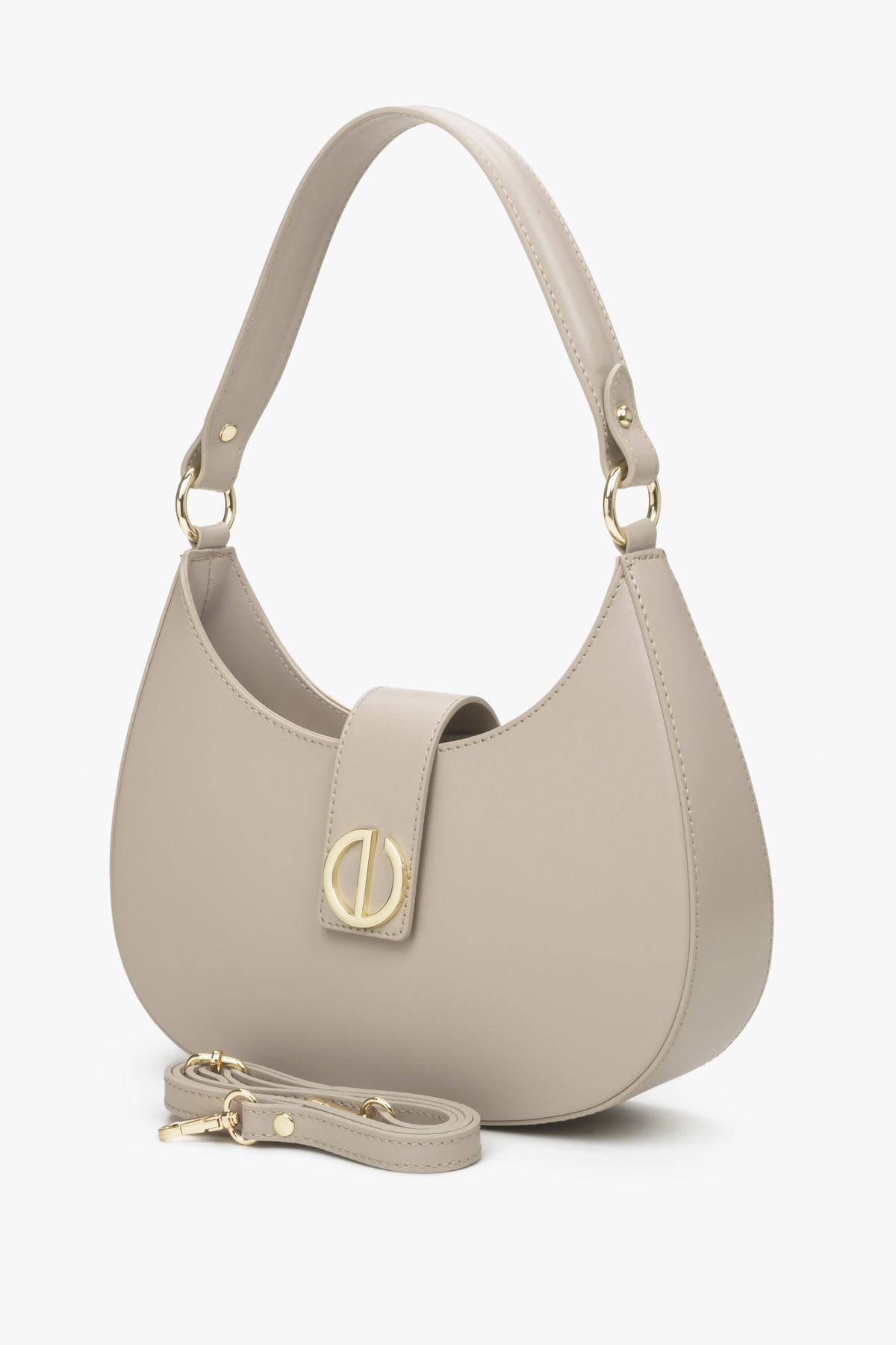 Estro women's beige -style handbag made of Italian genuine leather.