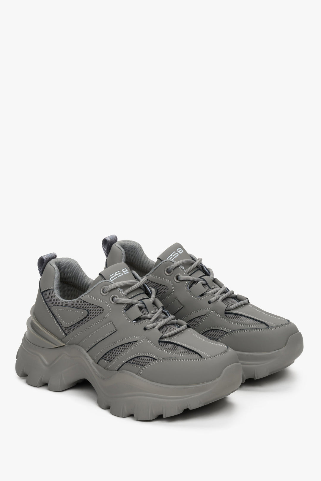 Spring-Fall women's grey sneakers on a platform, ES 8.