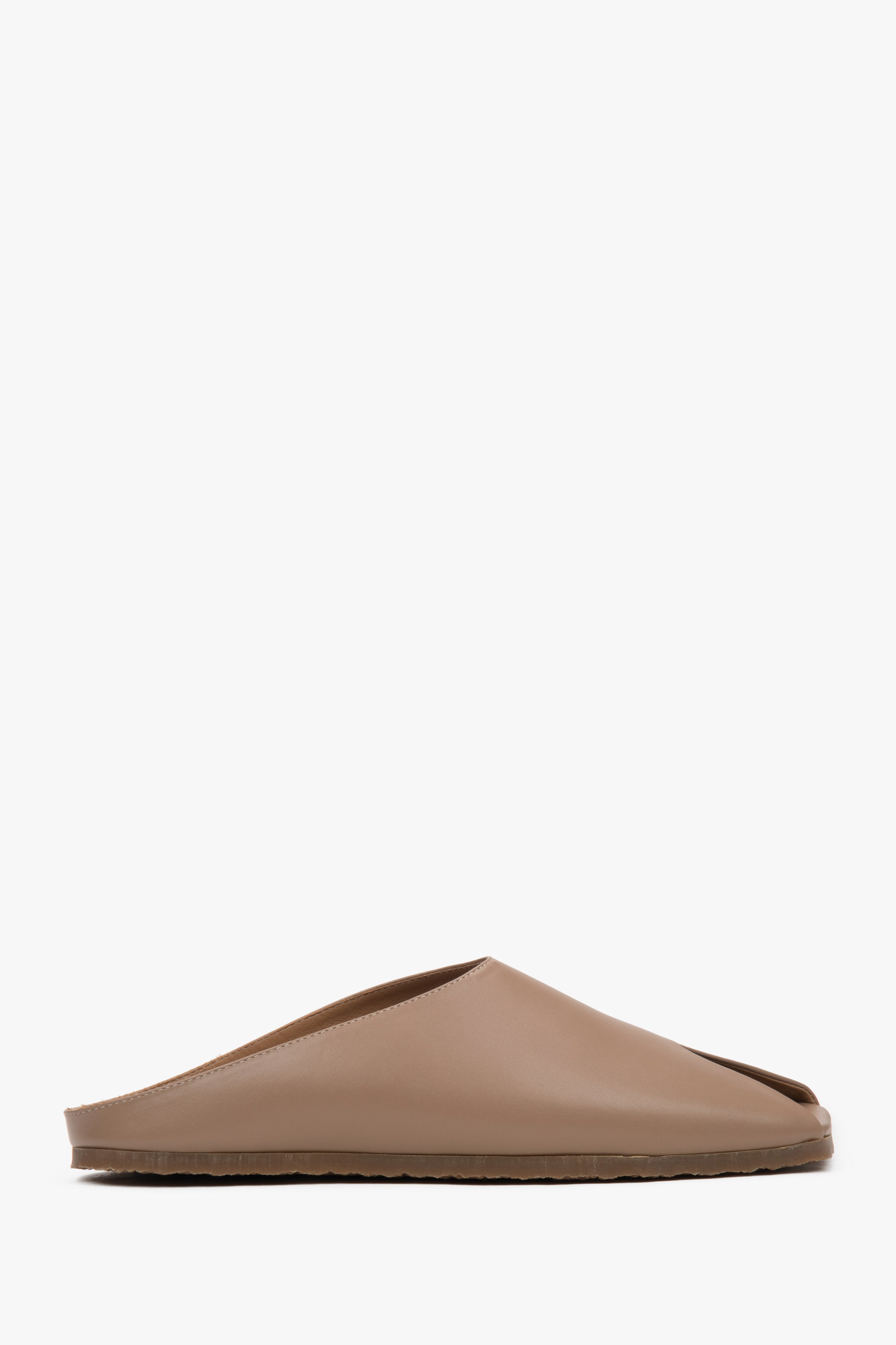 Beige women's slides made from premium Italian genuine leather – Estro Premium.