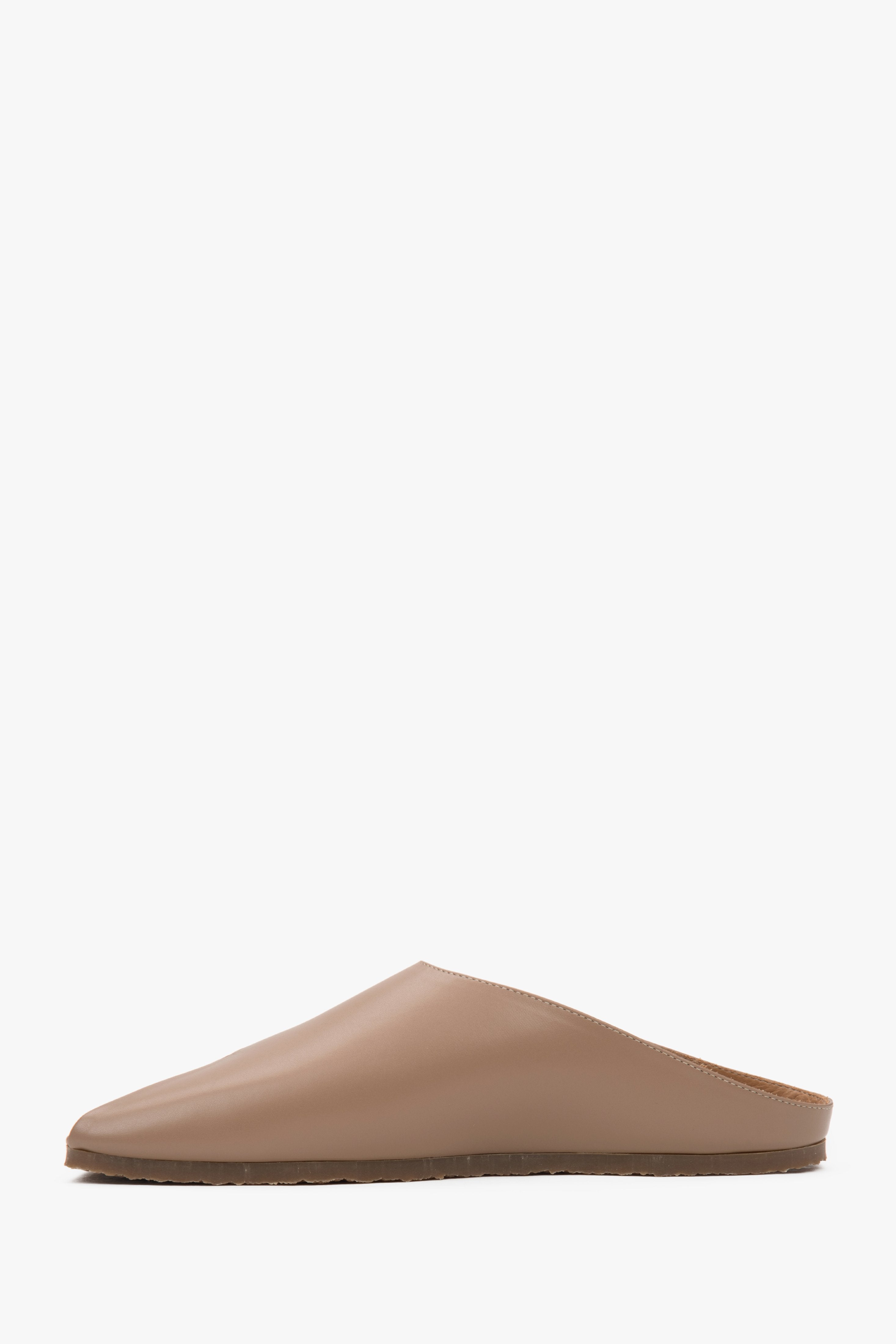 Classic women's slides made from beige Italian genuine leather.