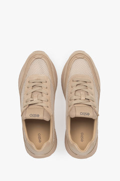 Elegant beige women's sneakers Estro - top view.