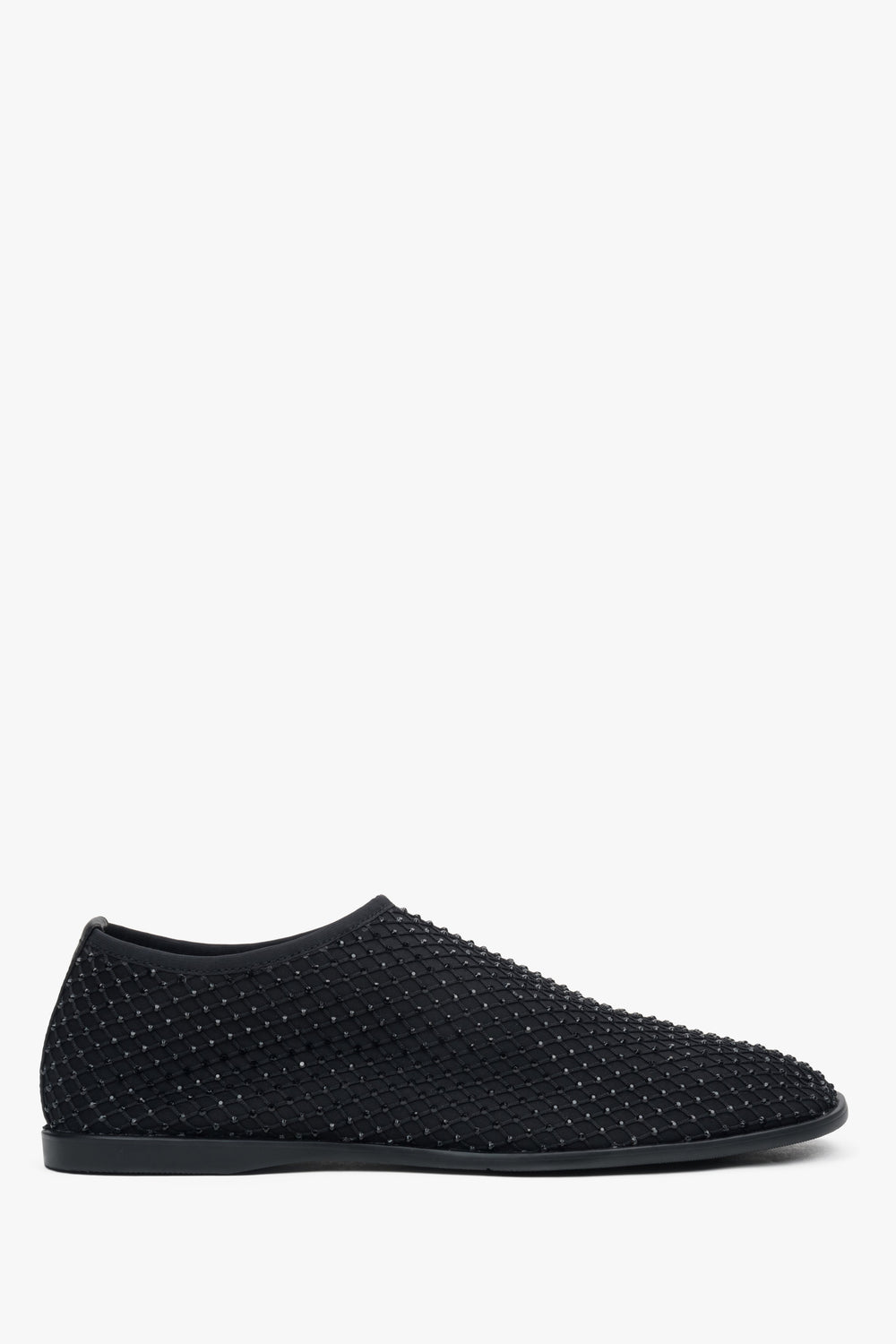 Women's Black Flats in Soft Mesh with Shimmering Rhinestones Estro ER00117210.