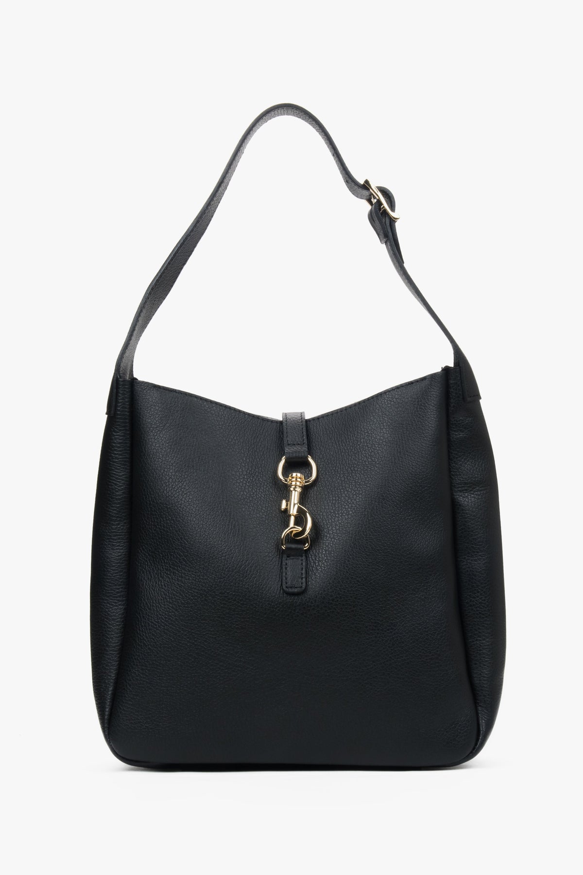 Women's Black Shopper Bag made of Premium Italian Genuine Leather Estro ER00117493.