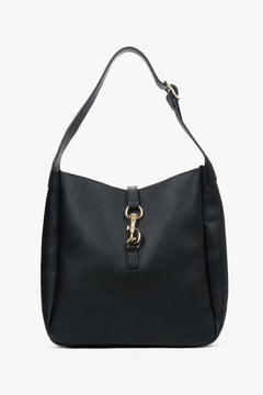 Women's Black Shopper Bag made of Premium Italian Genuine Leather Estro ER00117493.
