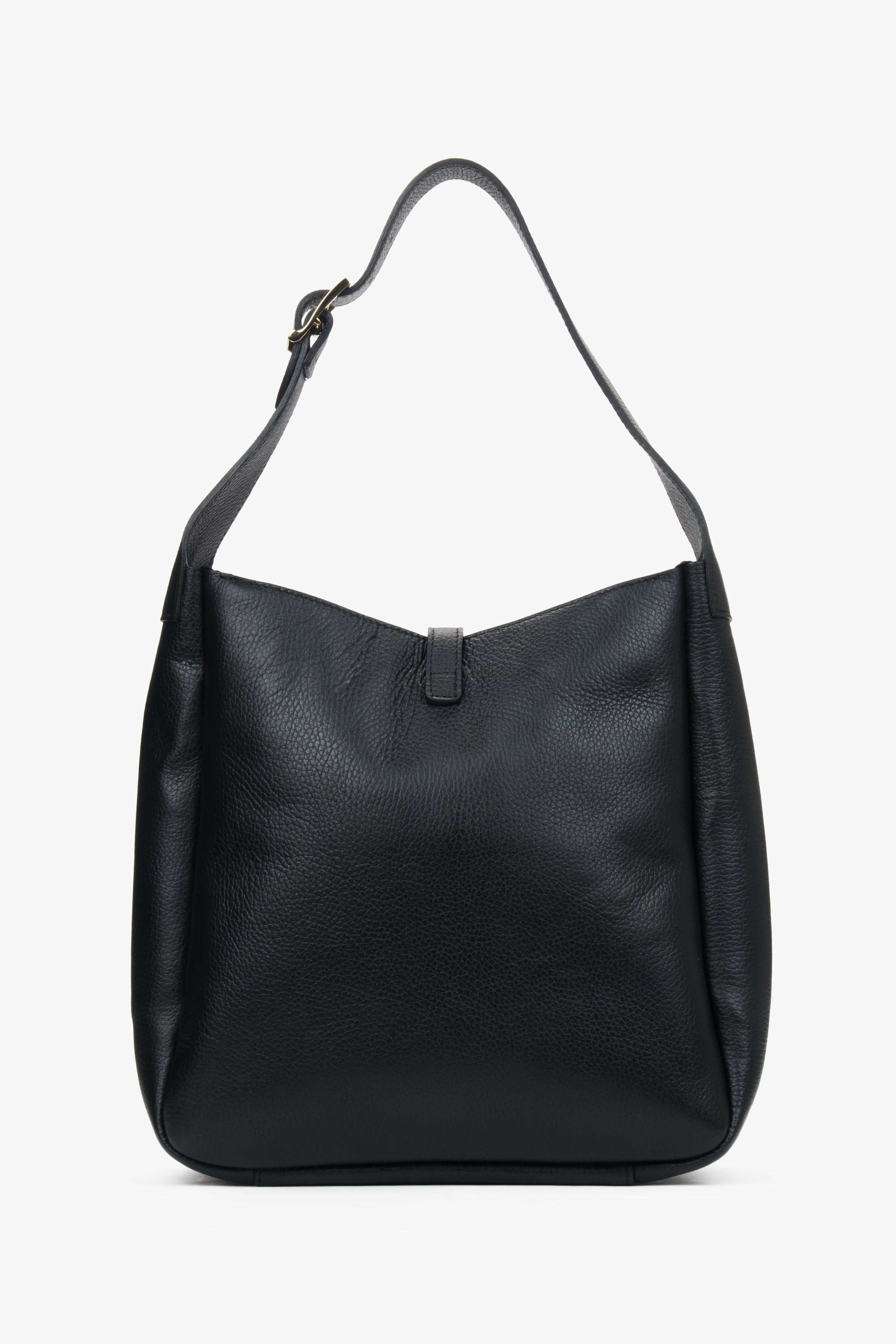 Women's black shopper bag made of Italian genuine leather.